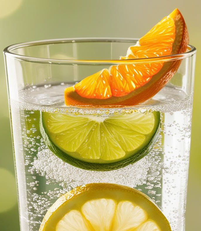 Glass of water with Fruit Slices